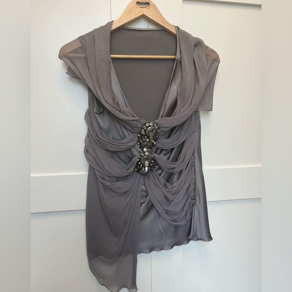 Alberta Ferretti Gray Draped Blouse